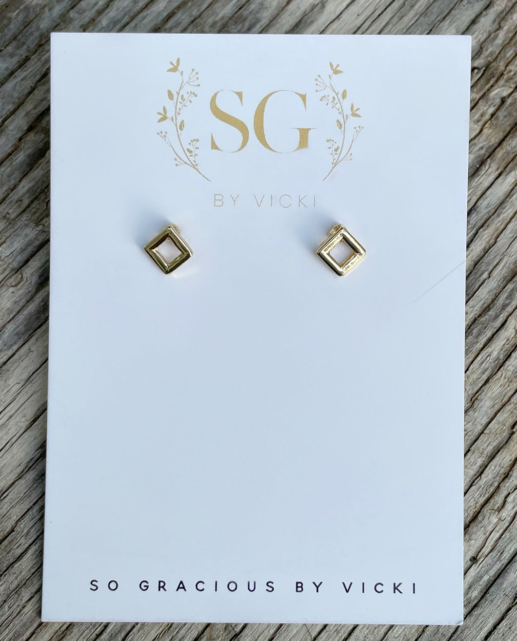 Gold Mini Square Earrings