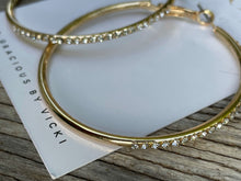 Load image into Gallery viewer, Gold Half Diamond Hoops
